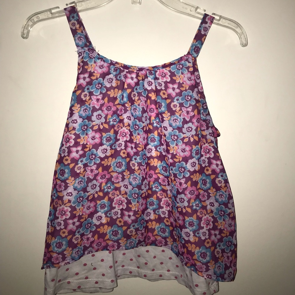 Pink and White Floral Tank Top